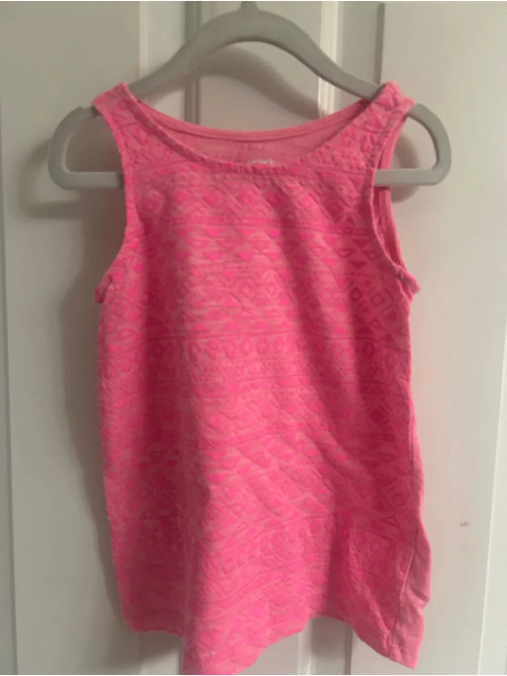 Carter's Neon Pink Girls' Sleeveless Tank with Subtle Geometric Print